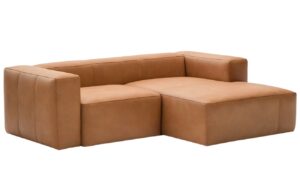 Kave Home Hnědá kožená rohová pohovka Blok 240 cm