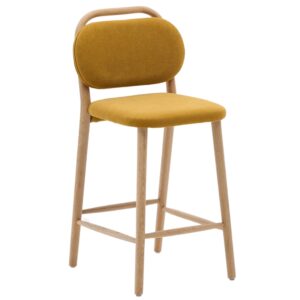 Kave Home Hořčicově žlutá čalouněná barová židle Helda 65 cm