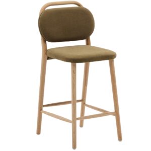 Kave Home Zelená čalouněná barová židle Helda 65 cm