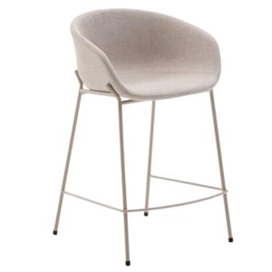 Kave Home Béžová čalouněná barová židle Yvette 65 cm