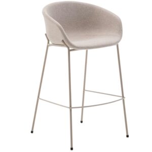 Kave Home Béžová čalouněná barová židle Yvette 75 cm