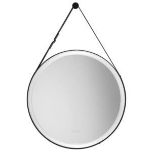 Nova Luce Černé závěsné zrcadlo s LED osvětlením Rems 85 x 64 cm