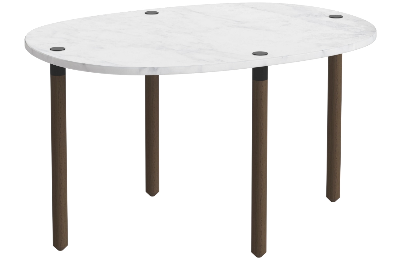 Bolia Šedobílý mramorový konferenční stolek Tuk 72 x 52 cm s tmavou dubovou podnoží