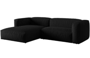 Micadoni Černá rohová pohovka Martina 280 cm