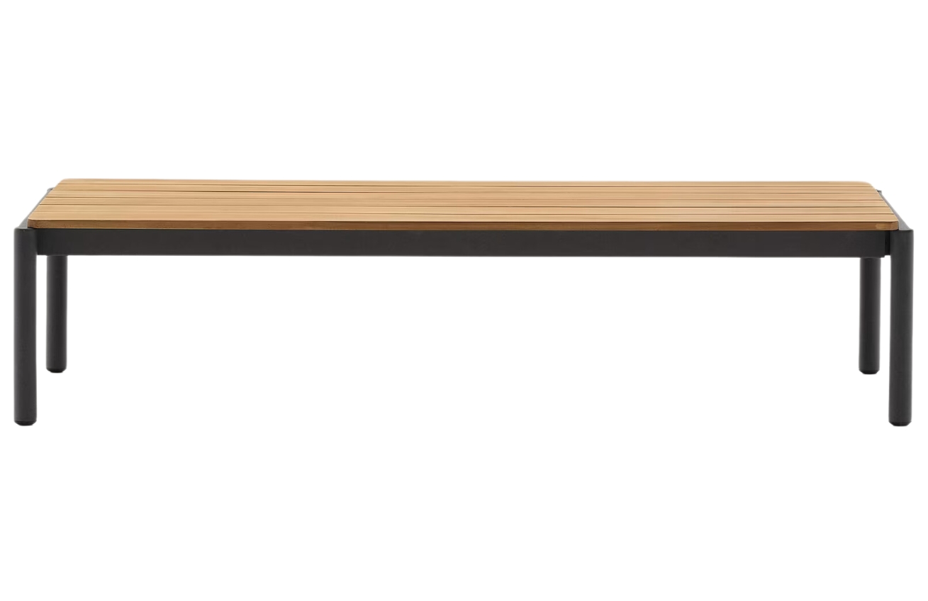 Kave Home Dřevěný zahradní stolek Sorells 149 x 63 cm s šedou podnoží