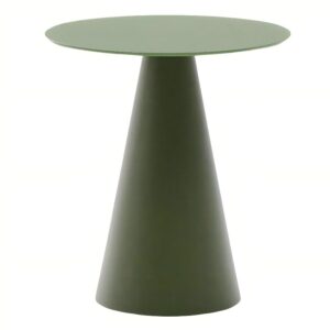 Kave Home Matně zelený skleněný kulatý odkládací stolek Wilshire 50 cm