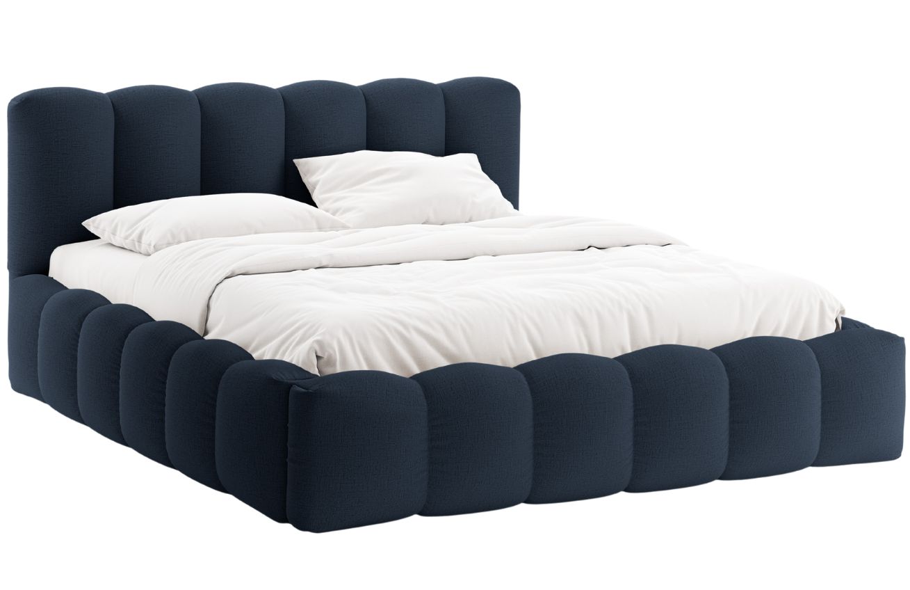 Micadoni Královsky modrá postel Lupine 200 x 200 cm s úložným prostorem