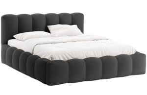 Micadoni Černá postel Lupine 200 x 200 cm s úložným prostorem