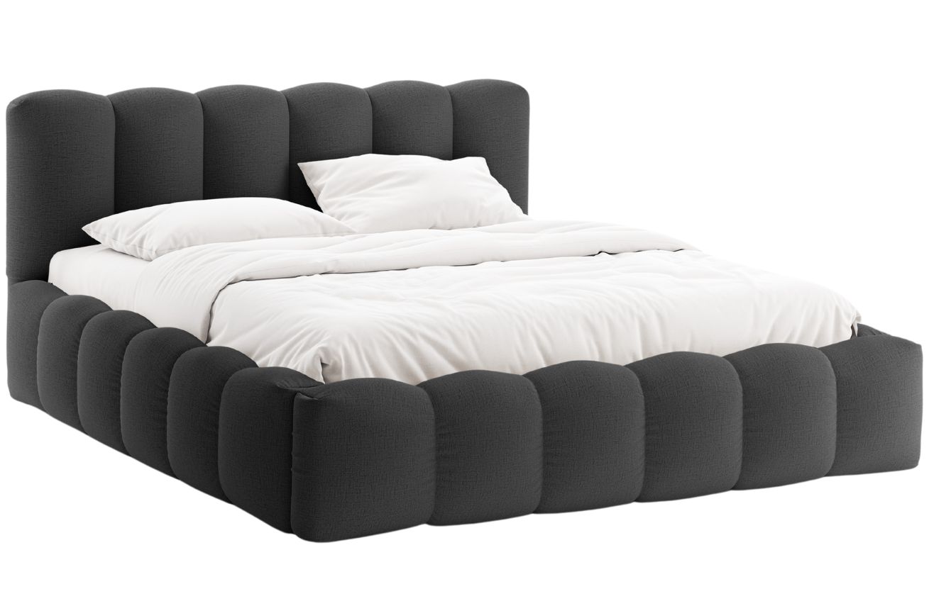 Micadoni Černá postel Lupine 200 x 200 cm s úložným prostorem