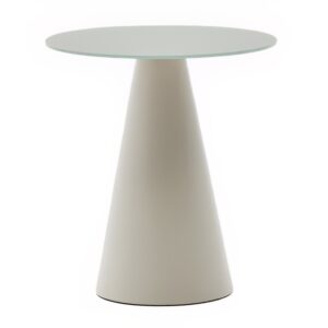 Kave Home Matně šedý skleněný kulatý odkládací stolek Wilshire 50 cm