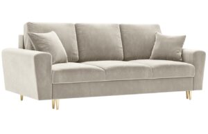 Cosmopolitan Design Béžová sametová rozkládací pohovka Kyoto 235 cm