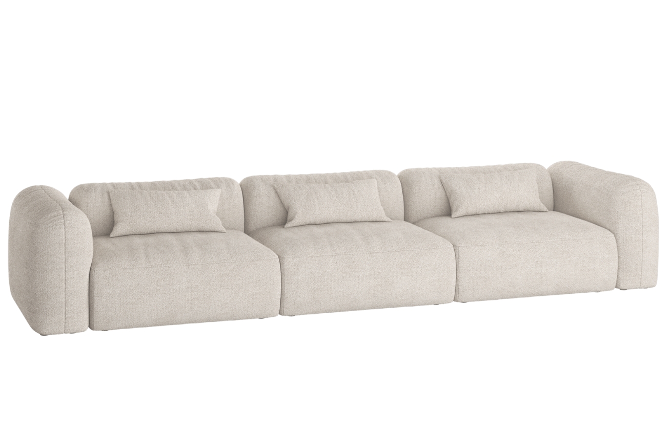 noo.ma Béžová bouclé čtyřmístná pohovka Yaro 362 cm