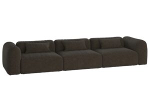noo.ma Hnědá bouclé čtyřmístná pohovka Yaro 362 cm