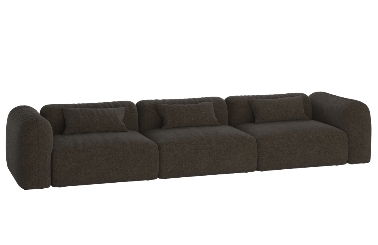 noo.ma Hnědá bouclé čtyřmístná pohovka Yaro 362 cm