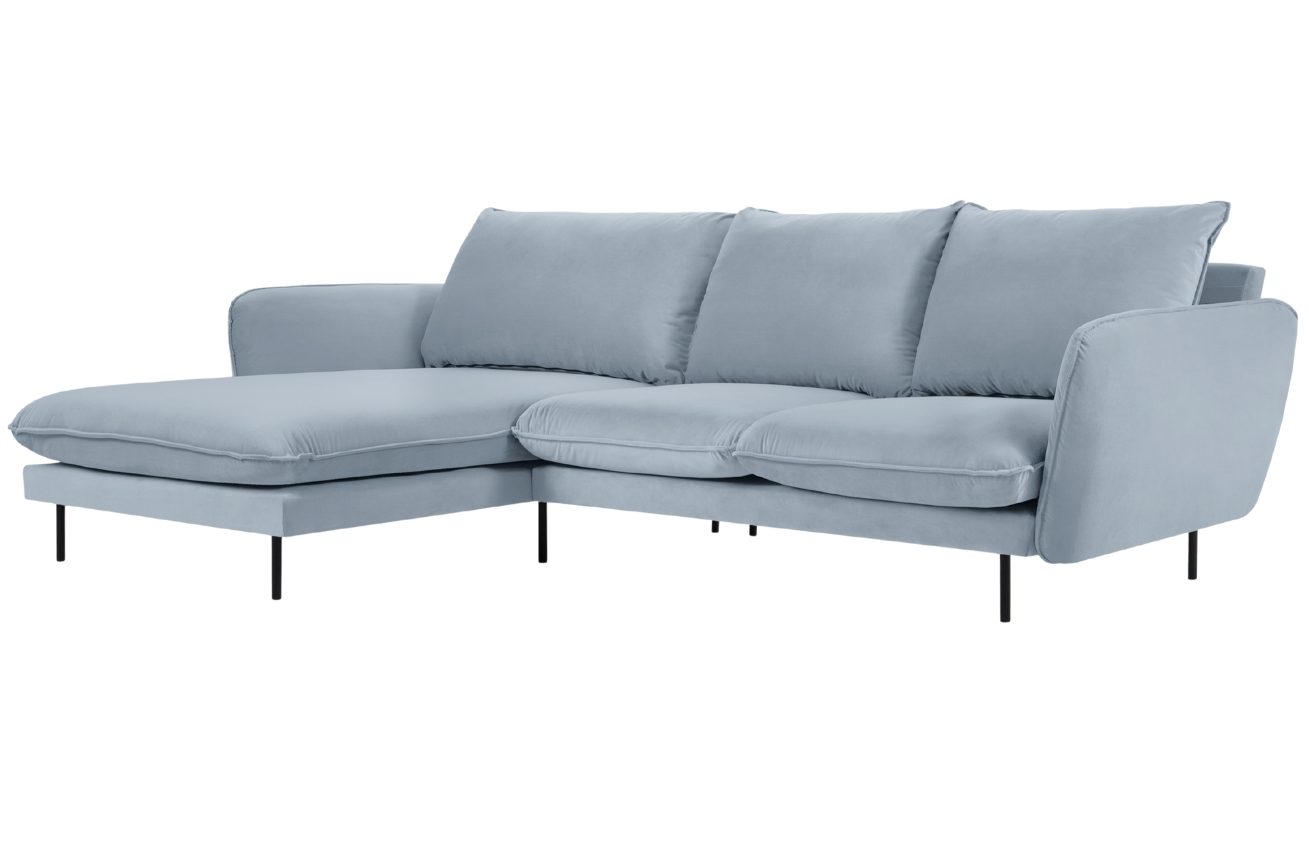 Cosmopolitan Design Světle modrá sametová rohová pohovka Vienna 255 cm