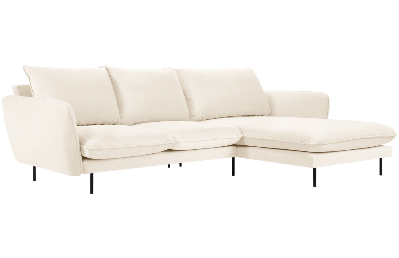 Cosmopolitan Design Světle béžová sametová rohová pohovka Vienna 255 cm