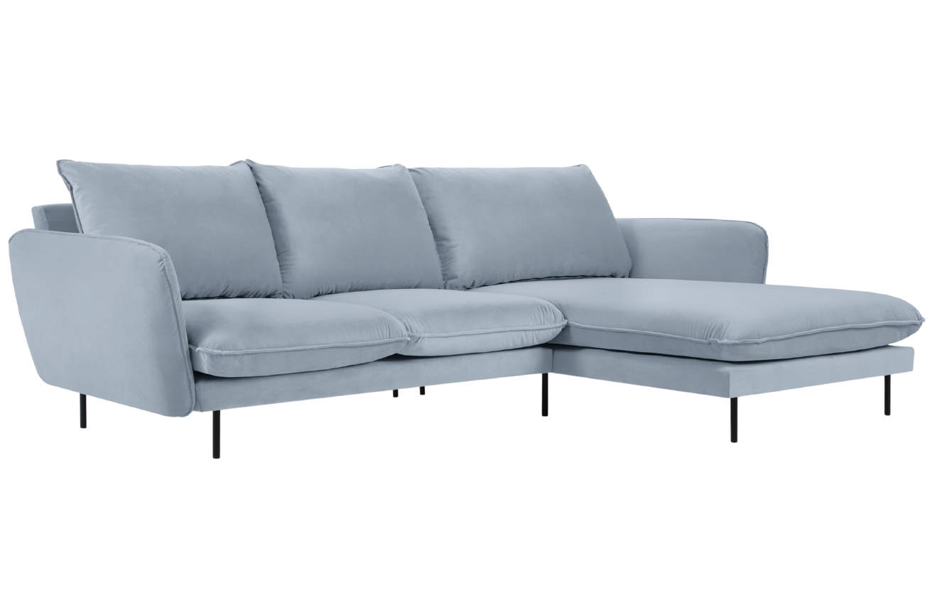 Cosmopolitan Design Světle modrá sametová rohová pohovka Vienna 255 cm
