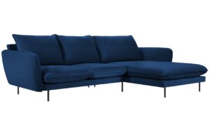 Cosmopolitan Design Královsky modrá sametová rohová pohovka Vienna 255 cm