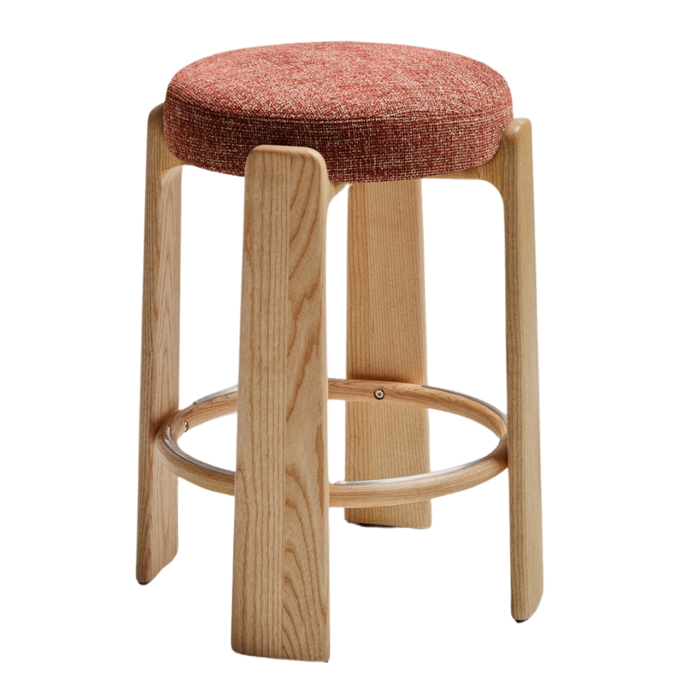 Kave Home Terakotově červená dřevěná barová židle Granite II. 65 cm