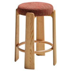 Kave Home Terakotově červená dřevěná barová židle Granite II. 75 cm