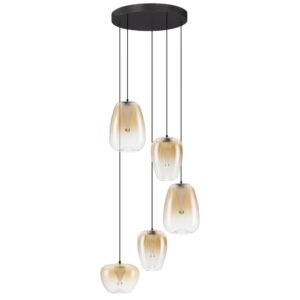 Nova Luce Jantarově hnědé skleněné závěsné LED světlo Oblo 47 cm