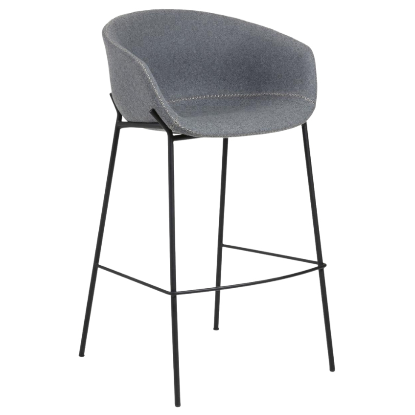 Kave Home Šedá látková barová židle Yvette 74 cm – vystavený kus