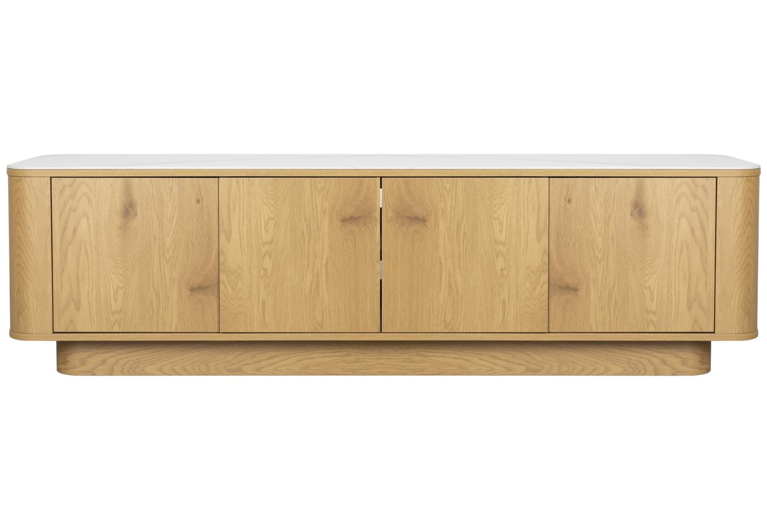 White Label Dubová komoda ALMIRA 180 x 40 cm s mramorovým dekorem
