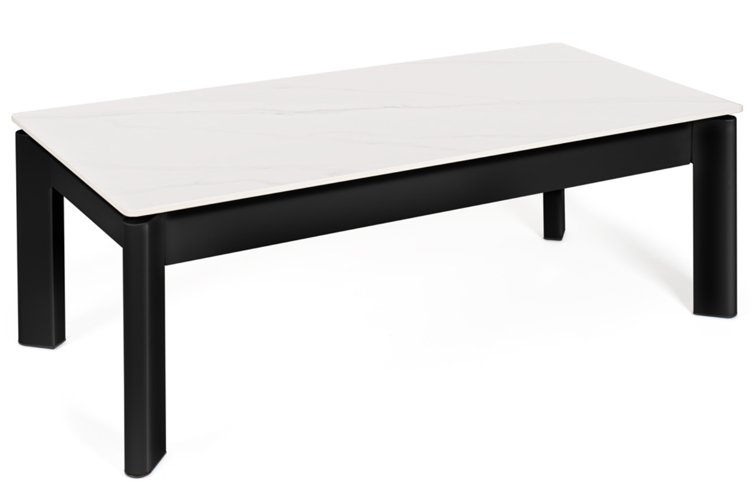 Somcasa Bílý keramický rozkládací konferenční stolek Roland 120 x 60 cm s černou podnoží