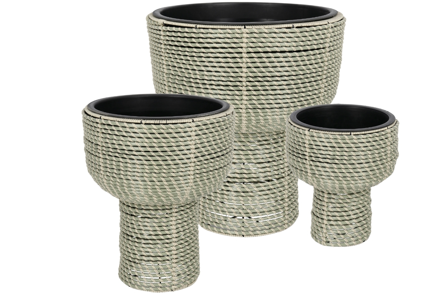 Bizzotto Set tří zahradních květináčů z umělého ratanu Thanh Ø26/35/45 cm