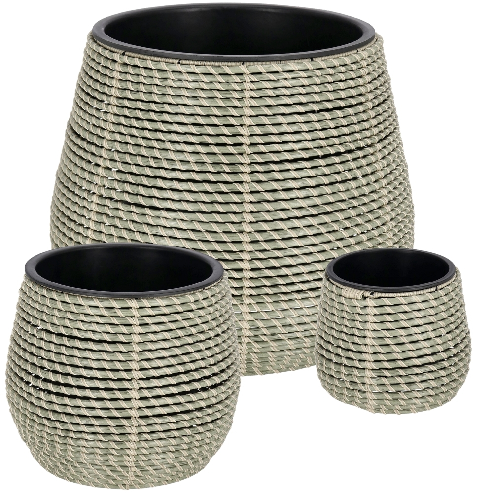 Bizzotto Set tří zahradních květináčů z umělého ratanu Thanh Ø20/29/45 cm