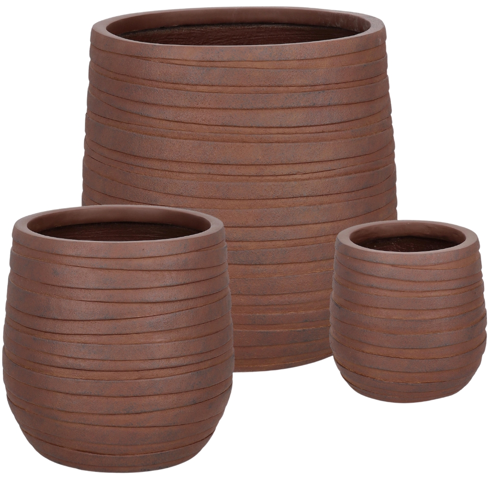 Bizzotto Set tří keramických zahradních květináčů Strips Ø22/32/44 cm
