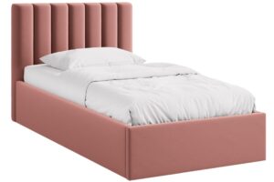 Micadoni Růžová sametová postel Allison 90 x 200 cm s úložným prostorem