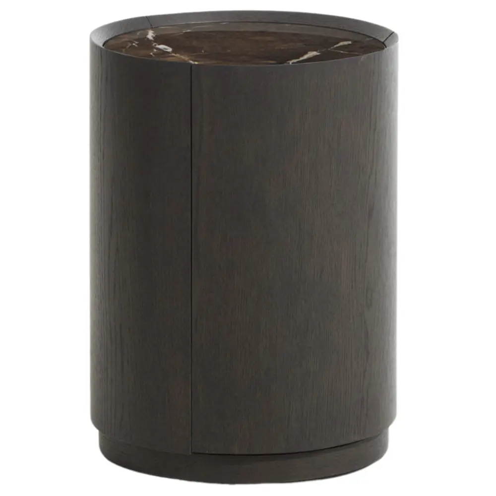 Kave Home Hnědý dubový noční stolek Nemore ⌀40 cm
