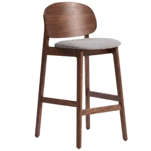Kave Home Hnědá barová židle Ludara s čalouněným sedákem 69 cm