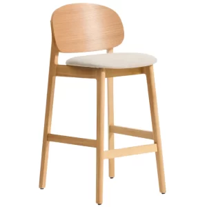 Kave Home Dubová barová židle Ludara s čalouněným sedákem 69 cm
