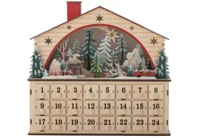 Bloomingville Dřevěný adventní kalendář Melvin s LED světlem