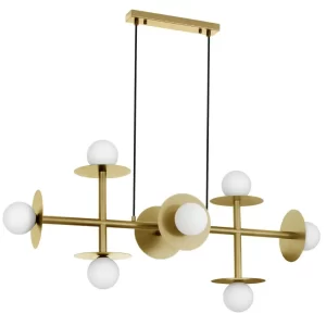 Nova Luce Bílo-zlaté kovové závěsné světlo Pielo 109 cm