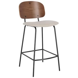 Bizzotto Dřevěná barová židle Sienna s béžovým sedákem 68 cm