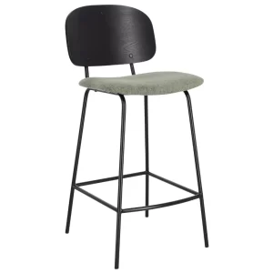 Bizzotto Černá dřevěná barová židle Sienna se zeleným sedákem 68 cm