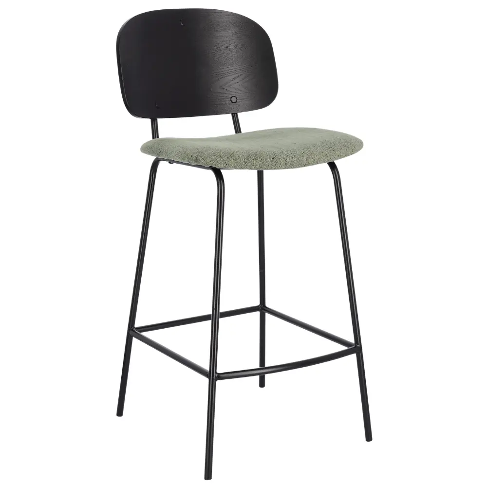 Bizzotto Černá dřevěná barová židle Sienna se zeleným sedákem 68 cm