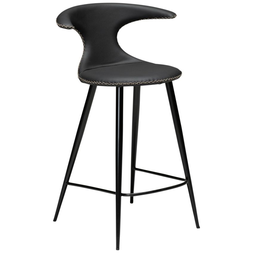 ​​​​​Dan-Form Černá kožená barová židle DAN-FORM Flair 68 cm