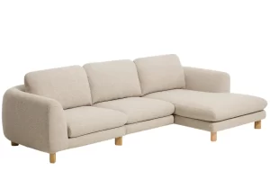 Kave Home Béžová čalouněná rohová pohovka Vera 322 cm s dubovou podnoží