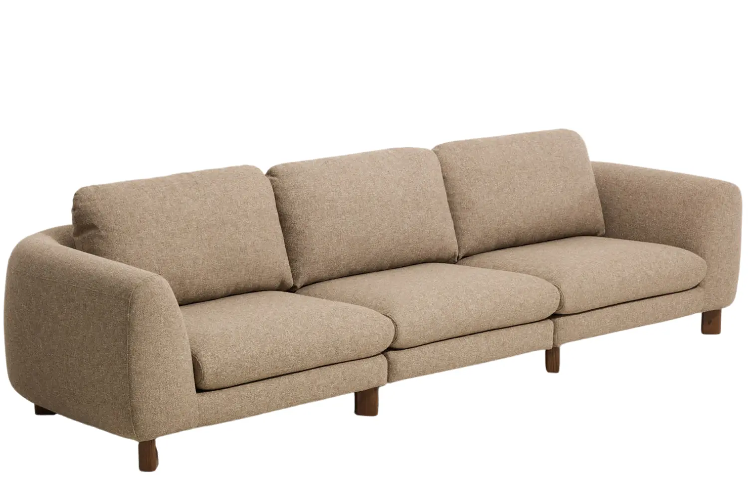 Kave Home Hnědá třímístná pohovka Vera 320 cm s ořechovou podnoží