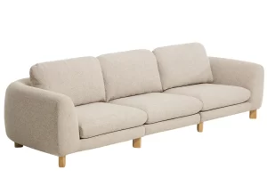 Kave Home Béžová třímístná pohovka Vera 320 cm s dubovou podnoží
