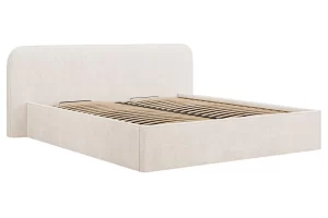 Micadoni Bílá čalouněná postel Elizabeth 200 x 200 cm s úložným prostorem
