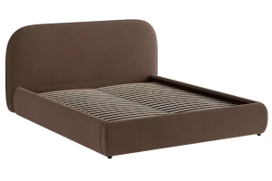 Micadoni Hnědá sametová dvoulůžková postel Murada 200 x 200 cm s úložným prostorem