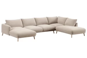 Micadoni Béžová sametová rohová pohovka Naomi 365 cm